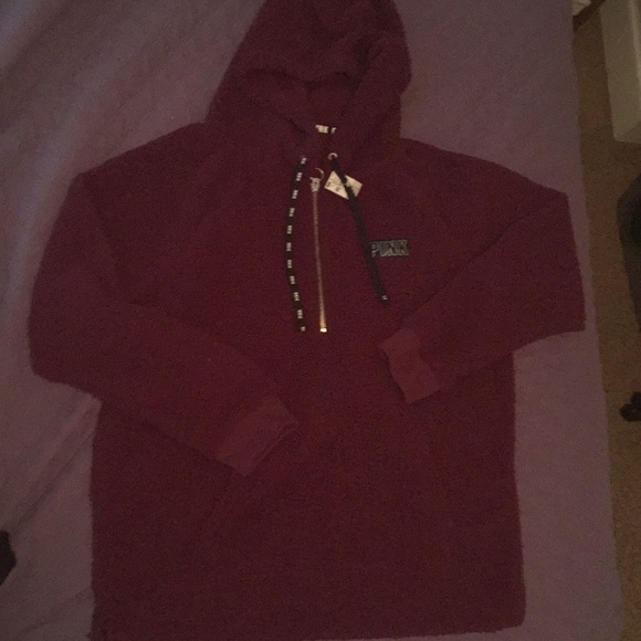 PINK Victoria's Secret Jackets & Blazers - NWT VS Pink Sherpa pullover sweater side L purple